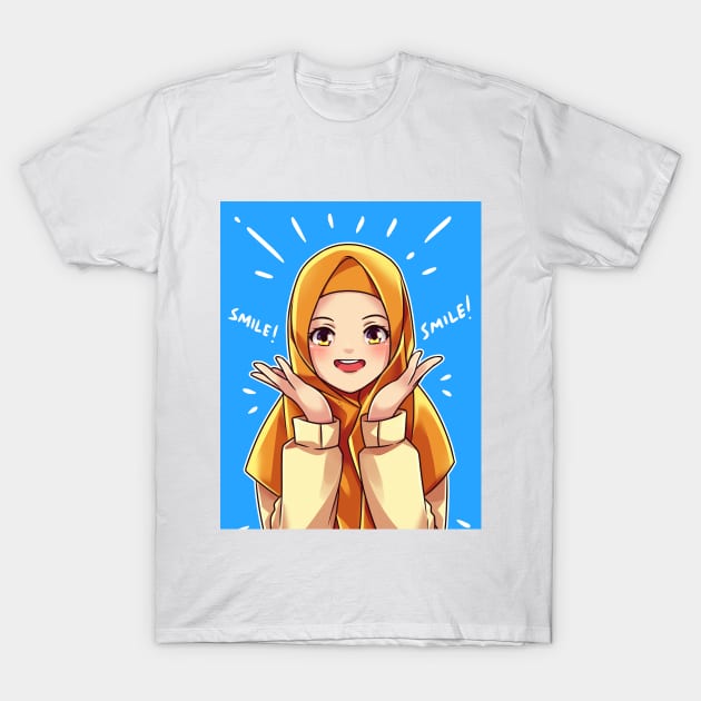 Kawaii Hijab girl smile T-Shirt by Aitho Studio